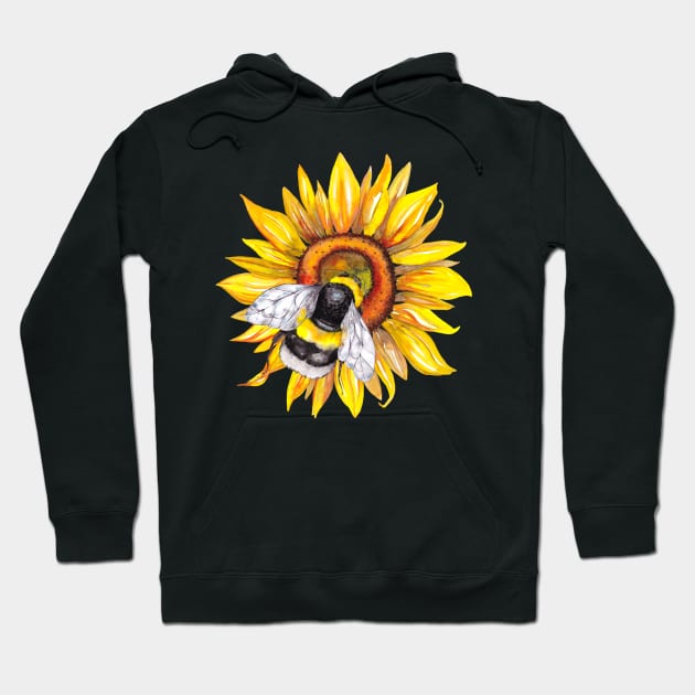 Sunflower and Bumble Bee Hoodie by The Crazy Daisy Lady